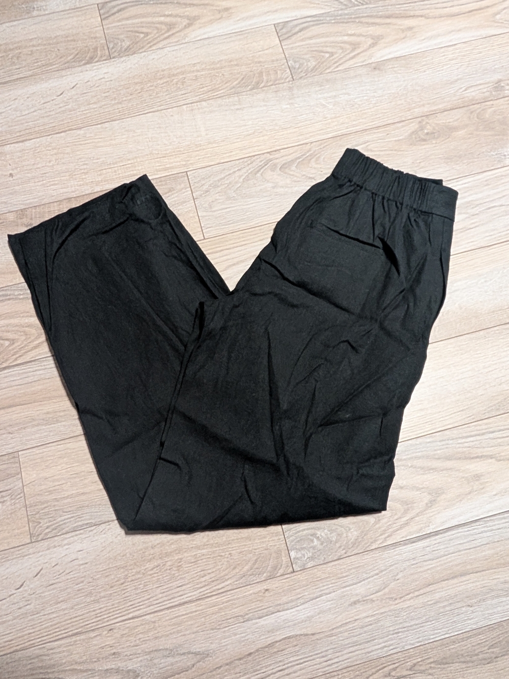 Vince Black Elastic-Waist Linen Trousers